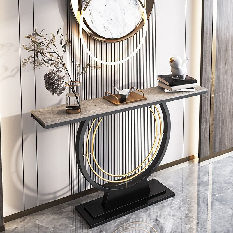 Stone Rectangle Console Table 1-shelf 31.5" Tall End Table for Hall Clearhalo 'Console Tables' 'console_tables' 'Entry & Mudroom Furniture' 'furn' 'furn_console_tables' 'Furniture' 1200x1200_d2f7752a-50bb-4207-a0eb-e1bd019dce76