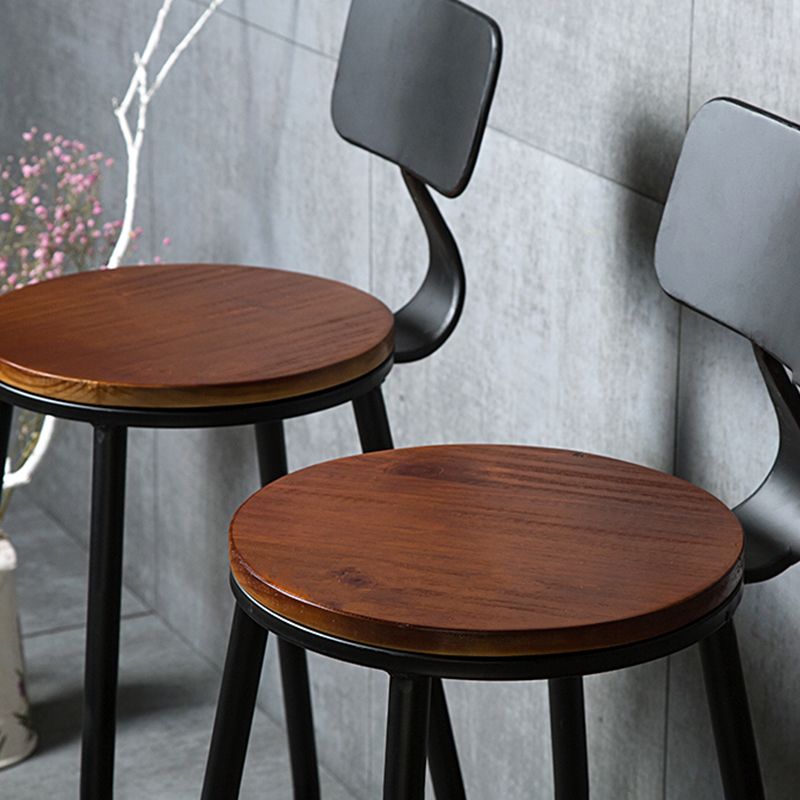 Industrial Armless Backrest Counter Stool Iron Cafe Bar Stool with Wooden Seat and Pedal Clearhalo 'Bar Furniture' 'Bar Stools' 'bar_stools' 'furn' 'furn_bar_stools' 'Furniture' 'Kitchen & Dining Furniture' 1200x1200_d2fc5277-4eea-4ea0-95ba-3c874635ca32