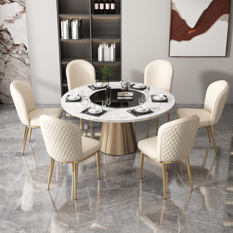 Chaise d'appoint en cuir, chaise de salle à manger à Base dorée Glam pour le salon