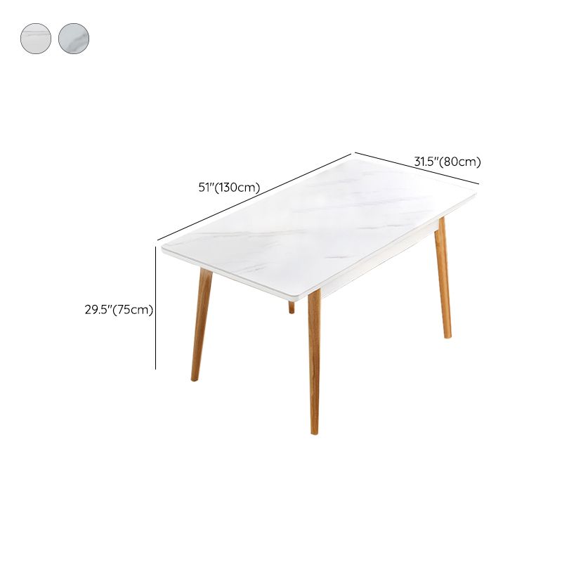 7 stuks moderne stijl witte top massief houtbasis dinerset voor thuis