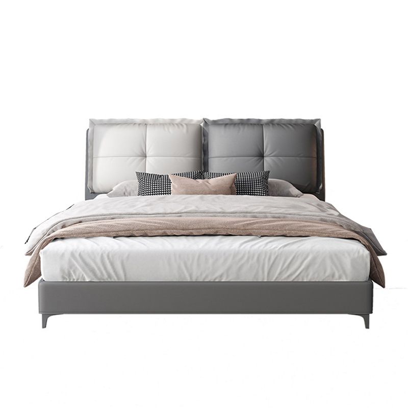 Lit de couleur de couleur unie au milieu du siècle moderne en bois massif en bois massif standard avec tête de lit