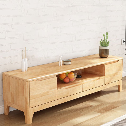Console TV in legno di gomma Console Open Storage TV con cassetti e porte, 15 "D x 19" H