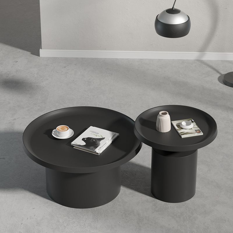 Round Metal Coffee Table black/White finish Cocktail Table - 19.7''/29.5''