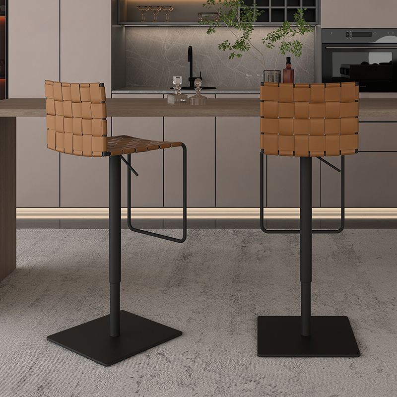 Industrial Leather Bar Stool Backrest Adjustable Counter Stool for Living Room Clearhalo 'Bar Furniture' 'Bar Stools' 'bar_stools' 'furn' 'furn_bar_stools' 'Furniture' 'Kitchen & Dining Furniture' 1200x1200_d301b6e0-1dbe-40b0-b375-fa8388db5637