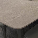 Industrial Sintered Stone Top Dining Table Rectangle Table with Double Pedestal