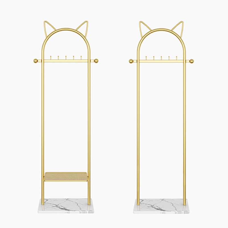 Modern Metal Hall Stand Harging Rail Bajo estante y 5 ganchos colgador de abrigo