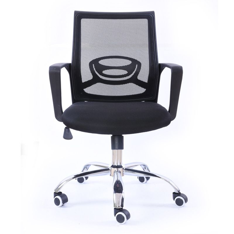 Contemporary Arm Chair Fixed Arms Mid-back Mesh Black Office Chair Clearhalo 'furn' 'furn_office_chair' 'Furniture' 'Office Chairs' 'Office Furniture' 'office_chair' 1200x1200_d303c801-d92e-42d8-bcc9-a51f00f82ab9