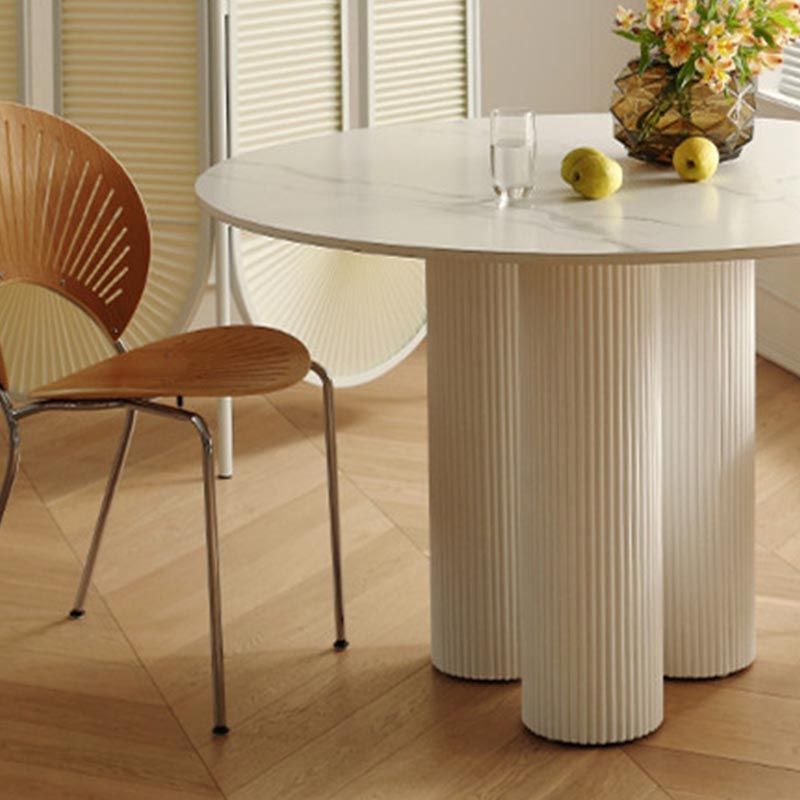 Table de salle à manger ronde Table de cuisine fixe blanche contemporaine