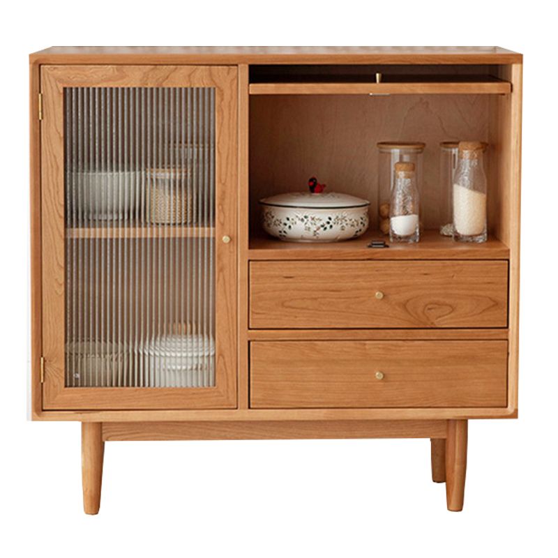 Porte di vetro scandinavo Visualizzazione armadio in pino armadio con porte per soggiorno