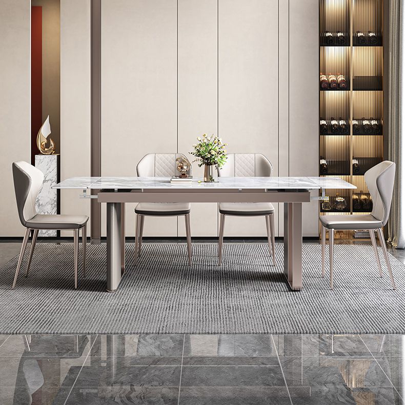 Luxury Sintered Stone Dining Table Extendable Rectangle Table with Double Pedestal Base Clearhalo ' dining_table' 'Dining Tables & Seating' 'Dining Tables' 'furn' 'furn_dining_table' 'Furniture' 'furniture_dining_table' 'Kitchen & Dining Furniture' 'kitchen&dining_furn' 'kitchen' 'kitchen_dining_table' 1200x1200_d30a3b7c-623f-45ba-97cf-b272748fdfe0