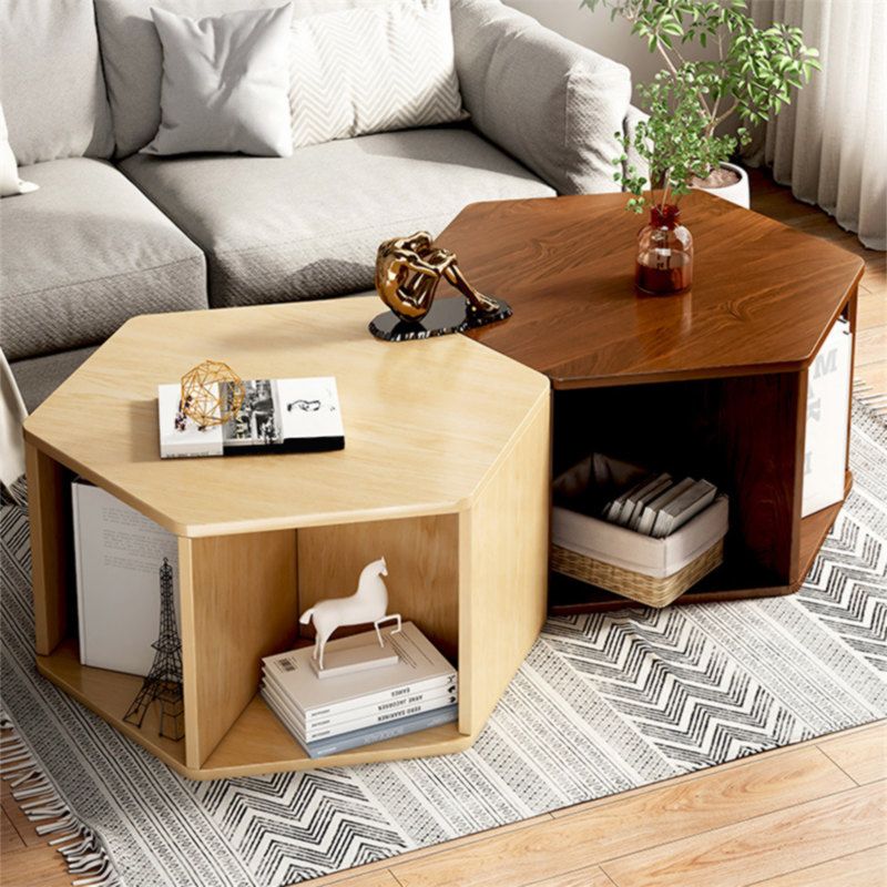 Modernism Simple Geometric Coffee Cocktail Table with Storage Clearhalo 'Coffee & Accent Tables' 'Coffee Tables' 'coffee_tables' 'furn' 'furn_coffee_tables' 'Furniture' 'Living Room Furniture' 1200x1200_d30a9762-cd3e-4277-a229-dac758a4e23b