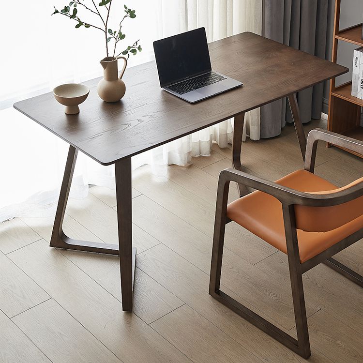 Rectangle Double Pedestal Industrial Dining Table Wood Color Fixed Table with Solid Wood Clearhalo ' dining_table' 'Dining Tables & Seating' 'Dining Tables' 'furn' 'furn_dining_table' 'Furniture' 'furniture_dining_table' 'Kitchen & Dining Furniture' 'kitchen&dining_furn' 'kitchen' 'kitchen_dining_table' 1200x1200_d30cdef2-748c-4073-b7eb-24bafa806183