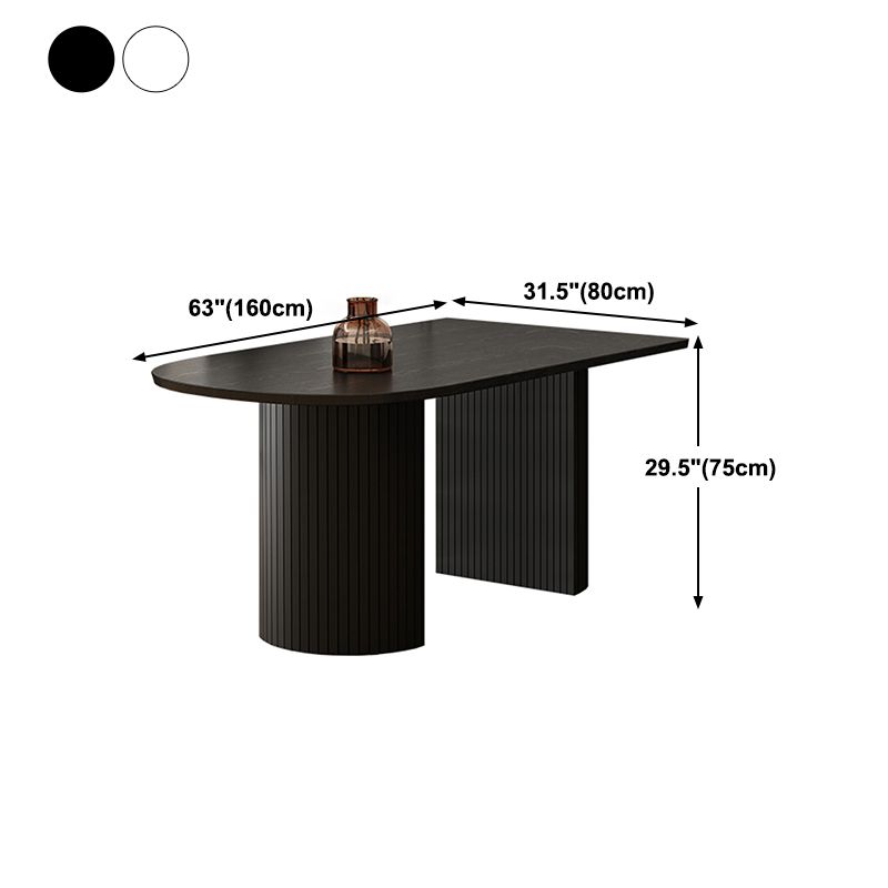 Black Tone Dining Table Simplicity Style Double Pedestal Table for Dining Room Clearhalo ' dining_table' 'Dining Tables & Seating' 'Dining Tables' 'furn' 'furn_dining_table' 'Furniture' 'furniture_dining_table' 'Kitchen & Dining Furniture' 'kitchen&dining_furn' 'kitchen' 'kitchen_dining_table' 1200x1200_d30cf968-949b-4ce6-91e9-7716c8436f58