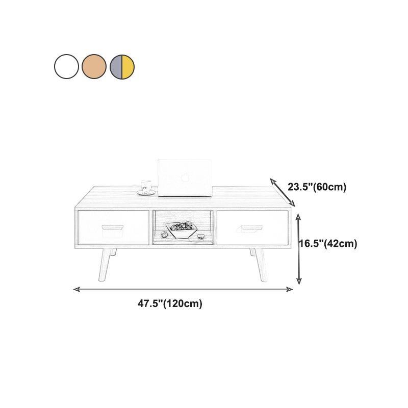 Contemporary 4 Legs Cocktail Table Wood 1 Single Coffee Table with Drawers Clearhalo 'Coffee & Accent Tables' 'Coffee Tables' 'coffee_tables' 'furn' 'furn_coffee_tables' 'Furniture' 'furniture_coffee_tables' 'Living Room Furniture' 1200x1200_d30ddf3a-8cd4-4748-b088-c466c0c049e9