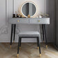 Modern Solid Wood Vanity Dressing Table with Mirror and Stool Clearhalo 'Bedroom Furniture' 'furn' 'furn_makeup_vanities' 'Furniture' 'Makeup Vanities' 'makeup_vanities' 1200x1200_d30de7ee-6128-45eb-a0ed-247d58001946