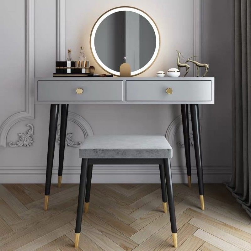 Modern Solid Wood Vanity Dressing Table with Mirror and Stool Clearhalo 'Bedroom Furniture' 'furn' 'furn_makeup_vanities' 'Furniture' 'Makeup Vanities' 'makeup_vanities' 1200x1200_d30de7ee-6128-45eb-a0ed-247d58001946
