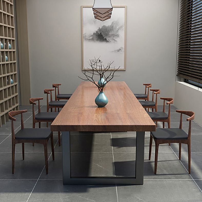 Metal Industrial Rectangle Dining Table Solid Wood Table for Dining Room Clearhalo ' dining_table' 'Dining Tables & Seating' 'Dining Tables' 'furn' 'furn_dining_table' 'Furniture' 'furniture_dining_table' 'Kitchen & Dining Furniture' 'kitchen&dining_furn' 'kitchen' 'kitchen_dining_table' 1200x1200_d30f05cb-839a-4a3a-a023-c3288d4cc787