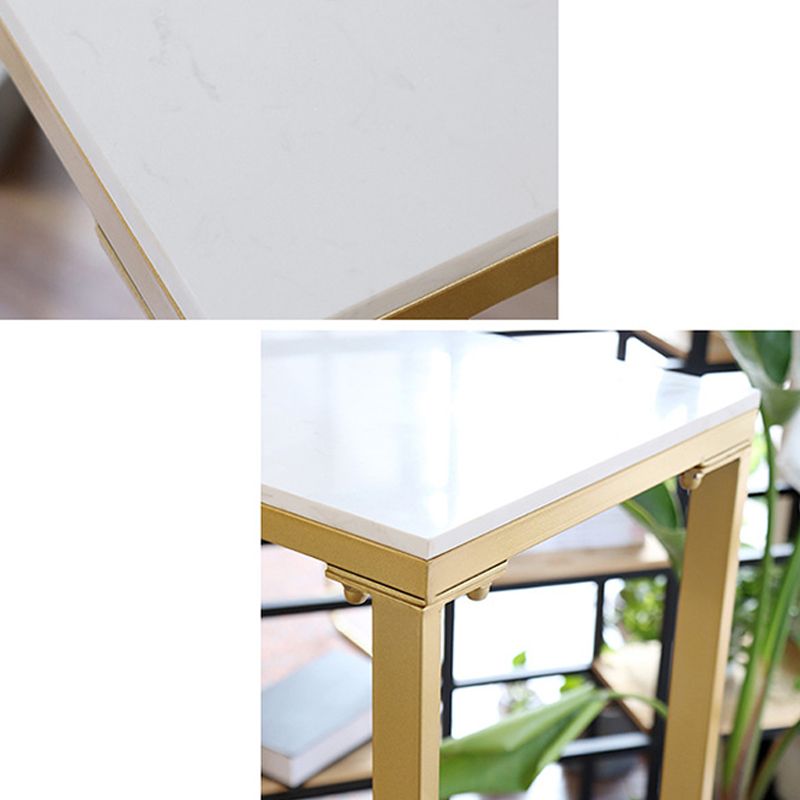 Mesa de mármol sintético blanco, mesa de bar de estilo moderno con base de caballete