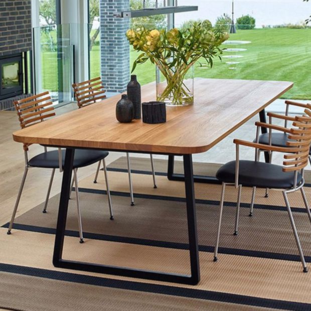 Rectangle Sled Base Industrial Table Wood Color Fixed Table of Solid Wood Clearhalo ' dining_table' 'Dining Tables & Seating' 'Dining Tables' 'furn' 'furn_dining_table' 'Furniture' 'furniture_dining_table' 'Kitchen & Dining Furniture' 'kitchen&dining_furn' 'kitchen' 'kitchen_dining_table' 1200x1200_d3128129-c2be-4dc7-8c2c-833c34e20b78