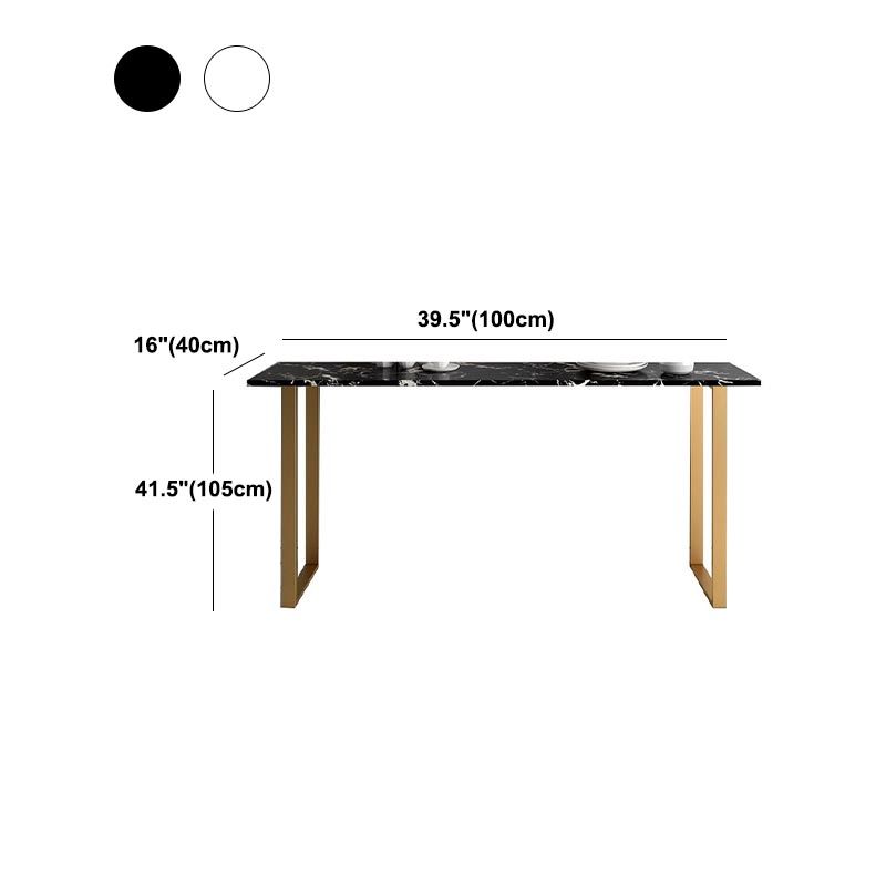 Glam Style Rectangle Stone Bar Tableau de 42 pouces Hauteur Gold Sled Piedstal Bistro Table