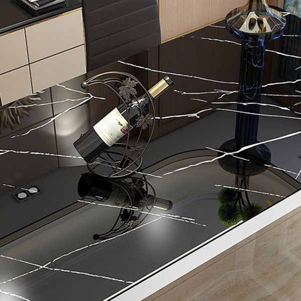 Modern Glass Top Dining Table Rectangle Dining Table with 4 Legs Clearhalo 'Dining Tables & Seating' 'Dining Tables' 'dining_table' 'furn' 'furn_dining_table' 'Furniture' 'furniture_dining_table' 'Kitchen & Dining Furniture' 'kitchen' 'kitchen_dining_table' 1200x1200_d313975a-7b43-44ab-af71-046809bd3b8e
