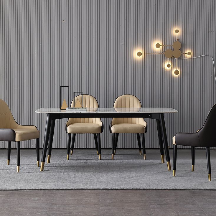 Modern Rectangle Sintered Stone Table Set 1/2/4/5/7 Pieces Dining Set Clearhalo 'Dining Room Sets' 'Dining Tables & Seating' 'dining_room_set' 'furn' 'furn_dining_room_set' 'Furniture' 'Kitchen & Dining Furniture' 1200x1200_d3162a6e-a890-4893-82f5-eaae912b6cda