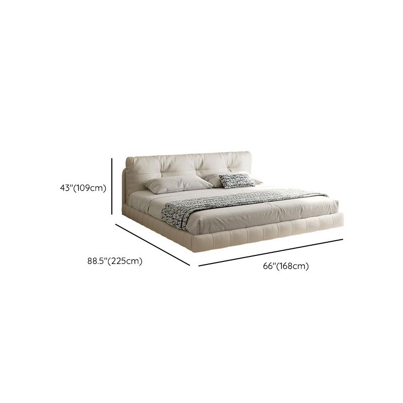 Genuine Leather Upholstered Platform Bed Light Beige Bed Frame Clearhalo 'Bedroom Furniture' 'Beds' 'furn' 'furn_beds' 'Furniture' 1200x1200_d31a868d-16d5-4e35-8c07-71e635741e24