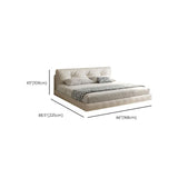 Genuine Leather Upholstered Platform Bed Light Beige Bed Frame