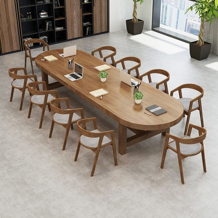 Solid Wood Oval Shape Meeting Table Home Office Industrial Writing Desk Clearhalo 'furn' 'furn_office_desk' 'Furniture' 'furniture_office_desk' 'Office Desks' 'Office Furniture' 'office_desk' 1200x1200_d31b3db5-71bd-4a5b-8c94-58ccd6bc1523