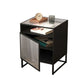 Industrial Bed Nightstand Glass and Manufactured Wood Night Table with Doors