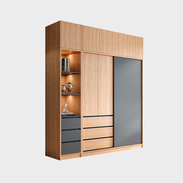 Engineered Wood Wardrobe Cabinet With Drawer Modern Wardrobe Armoire Clearhalo 'Armoires & Wardrobes' 'armoires_wardrobes' 'Bedroom Furniture' 'furn' 'furn_armoires_wardrobes' 'Furniture' 1200x1200_d31dc021-726b-4c17-b660-ba7174d3af8c