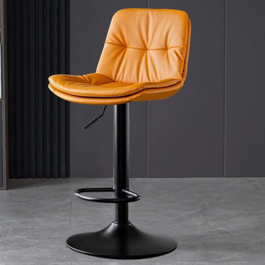 Faux Leather Bar Stools Swivel Adjustable Height Barstool with Footrest