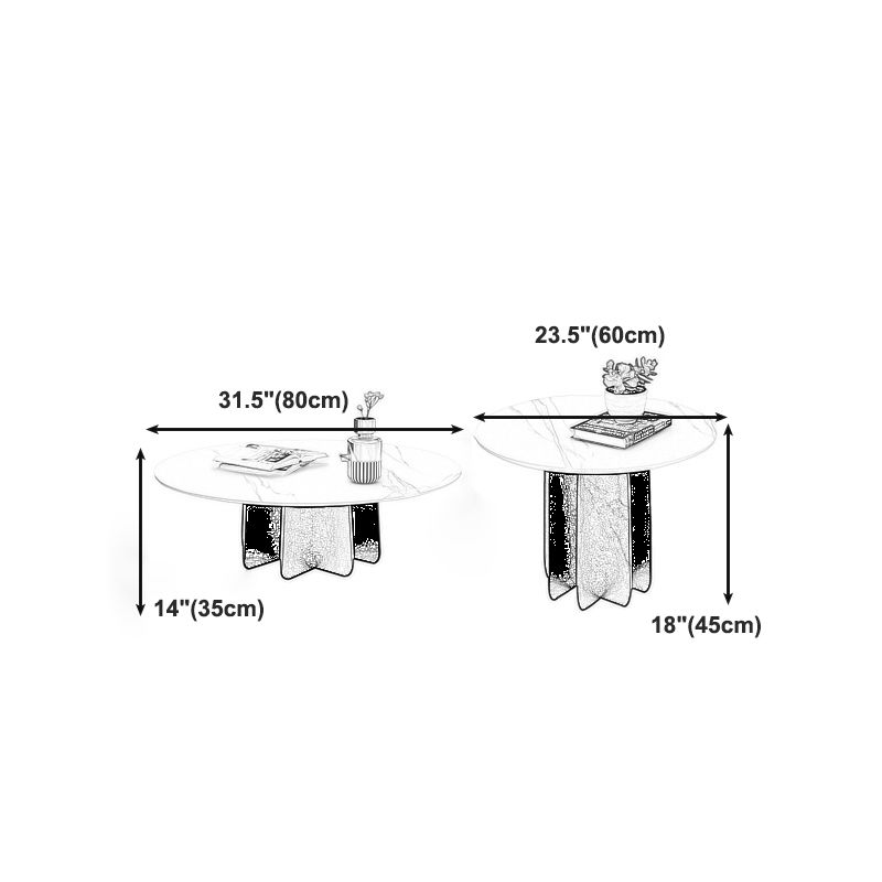 Contemporary Round Stone Pedestal Coffee Cocktail Table - 13.8''/15''/17.7'' H Clearhalo 'Coffee & Accent Tables' 'Coffee Tables' 'coffee_tables' 'furn' 'furn_coffee_tables' 'Furniture' 'furniture_coffee_tables' 'Living Room Furniture' 1200x1200_d32385bb-d6c6-4302-853e-a5b7f2b9f74b
