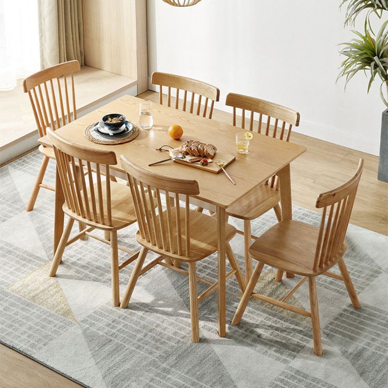 Contemporary Side Chair Rubberwood Dining Chairs with Slat Back