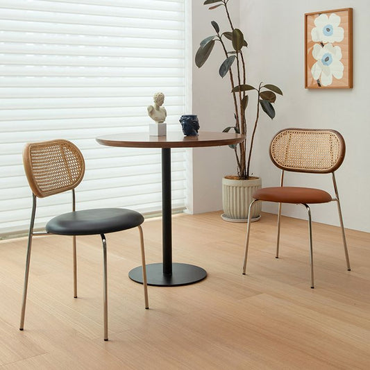 Faux Leather upholstery Dining Chairs Modern Armless Open Back Dining Side Chair