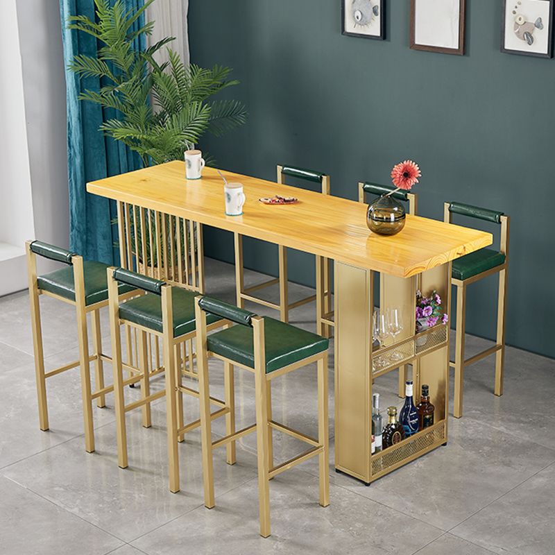 Houten balktafel traditionele luxe rechthoekige staaf aanrecht tafel met dubbele voetstuk