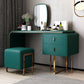 Luxurious Leather Vanity Makeup Table Set 2 Drawers Vanity Table with Mirror & Stool