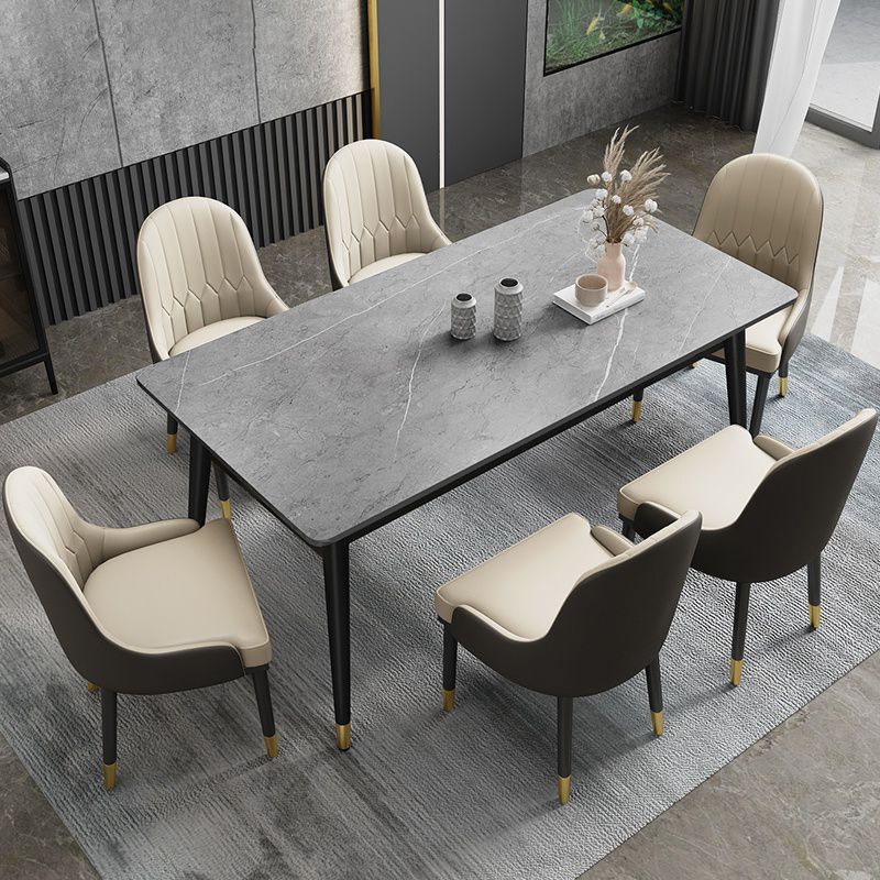 Table à manger en pierre de style glamour 4 table de jambes en métal.