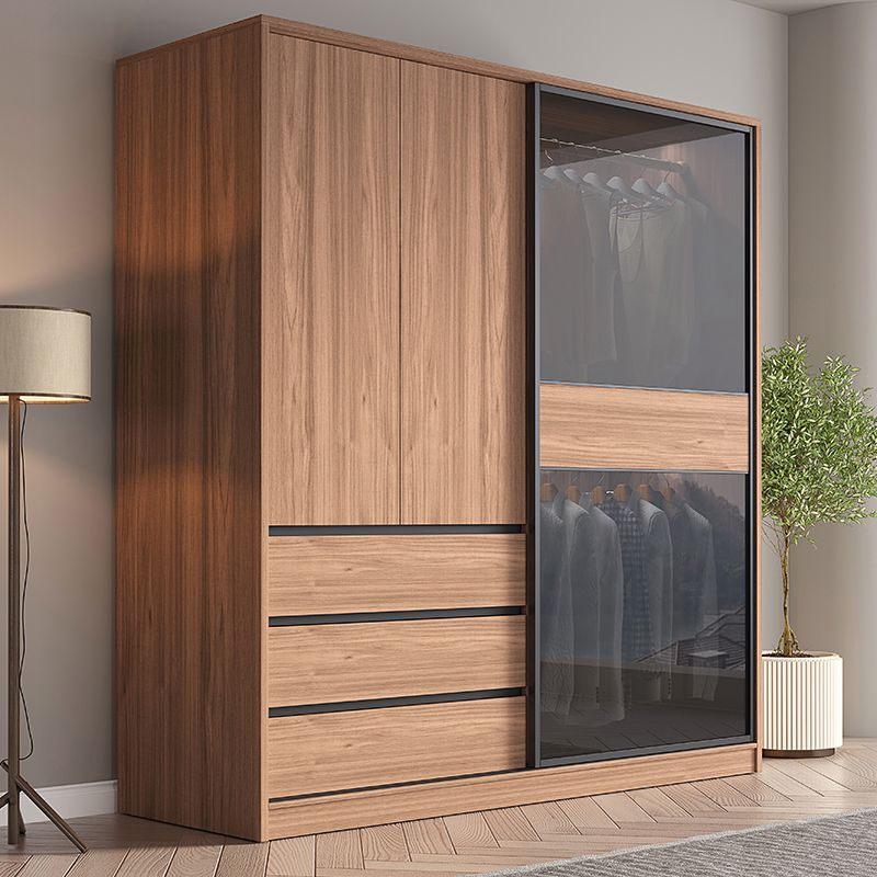 Brown Wardrobe Closet Contemporary Wardrobe Cabinet with Drawer
