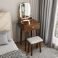 Scandinavian Solid Wood Vanity Dressing Table with Mirror and Stool