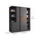 Modern Artificial Wood Wardrobe Armoire Freestanding Wardrobe in Black
