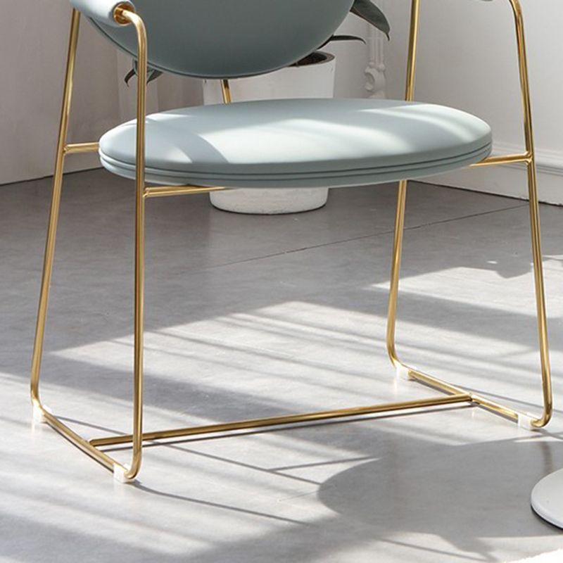 PU Leather Upholstered Dining Arm Chair Open Back Chair with Stainless Steel Frame