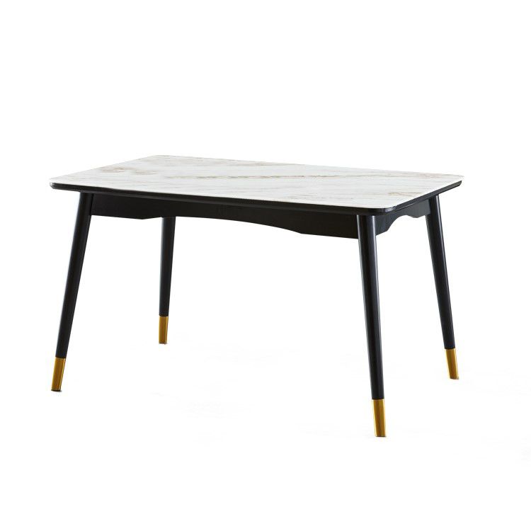 Modern White Slate Rectangular Dining Table Set with Four-leg Rubber Wood Base Clearhalo 'Dining Room Sets' 'Dining Tables & Seating' 'dining_room_set' 'furn' 'furn_dining_room_set' 'Furniture' 'furniture_dining_room_set' 'Kitchen & Dining Furniture' 'kitchen&dining_furn' 'kitchen' 1200x1200_d3356ff3-95d5-446f-b731-317cef646659