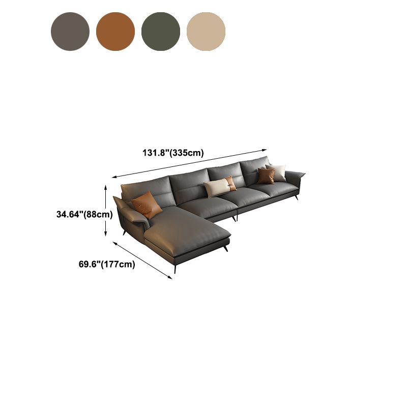 Sofá de sala de estar de cuero con brazo acampanado estacionario de Glamam