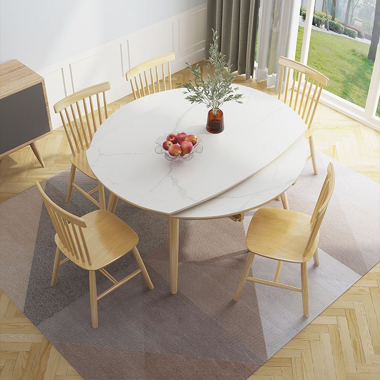 Modern Adjustable Dining Table Stone and Solid Wood Tripod Home Kitchen Table Clearhalo 'Dining Tables & Seating' 'Dining Tables' 'dining_table' 'furn' 'furn_dining_table' 'Furniture' 'furniture_dining_table' 'Kitchen & Dining Furniture' 'kitchen' 'kitchen_dining_table' 1200x1200_d337d415-d2b4-4be0-9046-ab2a1f9f9cfb