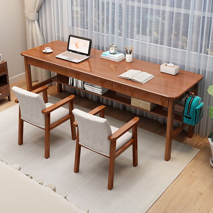 Bureau de bureau en bois moderne 1 Shelf Rectangle Writing Desk avec base en H pour la maison