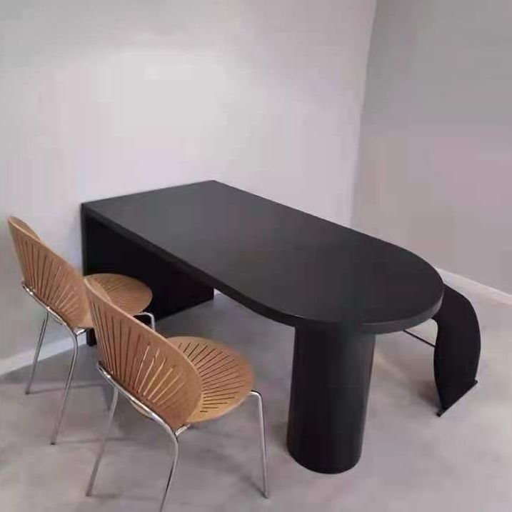 Minimalist Kitchen Irregular Shape Dining Table Solid Wood Dining Table with Double Pedestal Bases Clearhalo ' dining_table' 'Dining Tables & Seating' 'Dining Tables' 'furn' 'furn_dining_table' 'Furniture' 'furniture_dining_table' 'Kitchen & Dining Furniture' 'kitchen&dining_furn' 'kitchen' 'kitchen_dining_table' 1200x1200_d33b265e-40ff-4a2a-8cc2-a708b8b29eb1