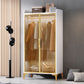 Hinged Wardrobe Armoire with Legs Wood and Glass Wardrobe Cabinet