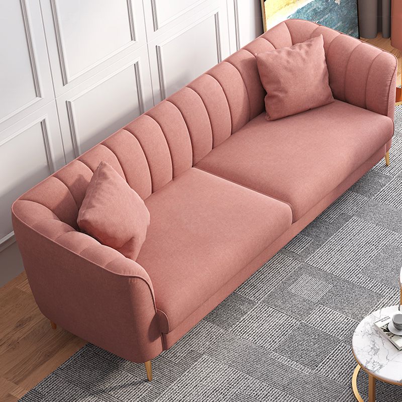 Gold Mid Century Modern Sewn Pillow Back Sofa 29.53"High Tuxedo Arm Sofa, Pink Clearhalo 'furn' 'furn_sofas' 'Furniture' 'furniture_sofas' 'Living Room Furniture' 'Sofa' 'sofas' 1200x1200_d33cf0e9-14a7-40c3-b1d9-5db17e809909