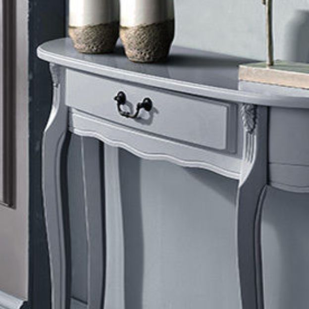 Mesa de consola moderna de mediados de siglo con 1 cajón y 4 piernas de madera